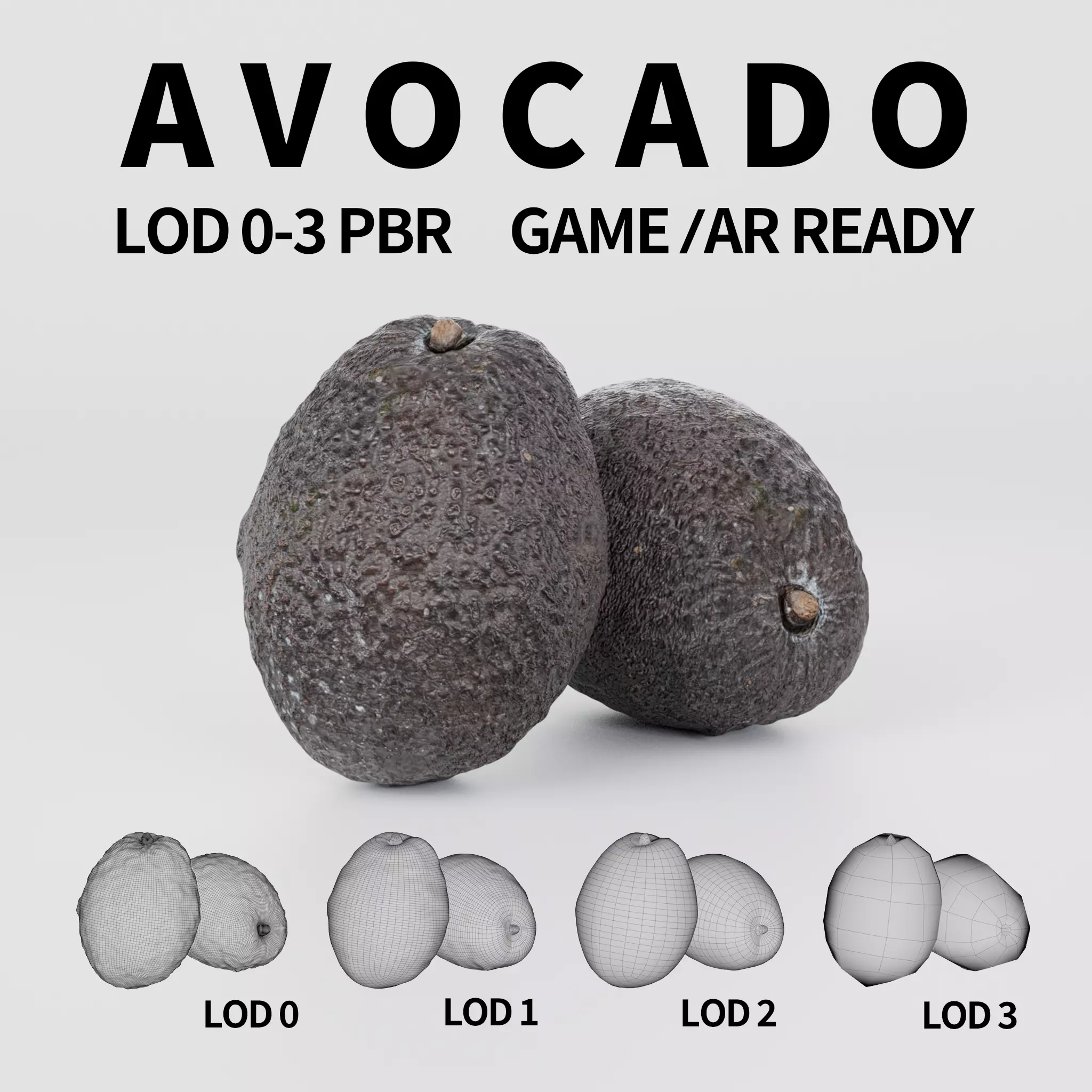 Avocado 3D model Low-poly 3D model_0