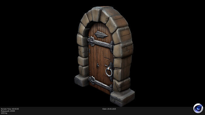 Low Poly Stylized Dungeon Door AI Low-poly 3D model