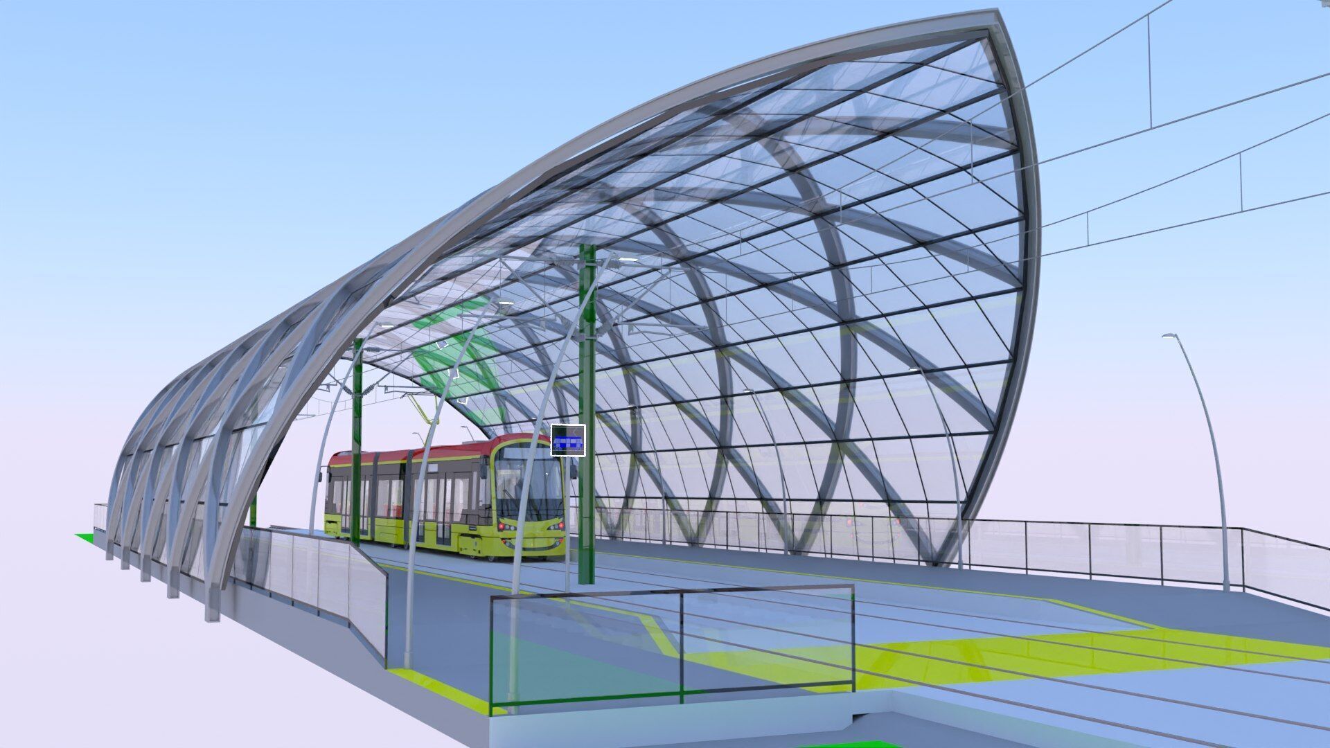 Warsaw tram stop III 3D model_6