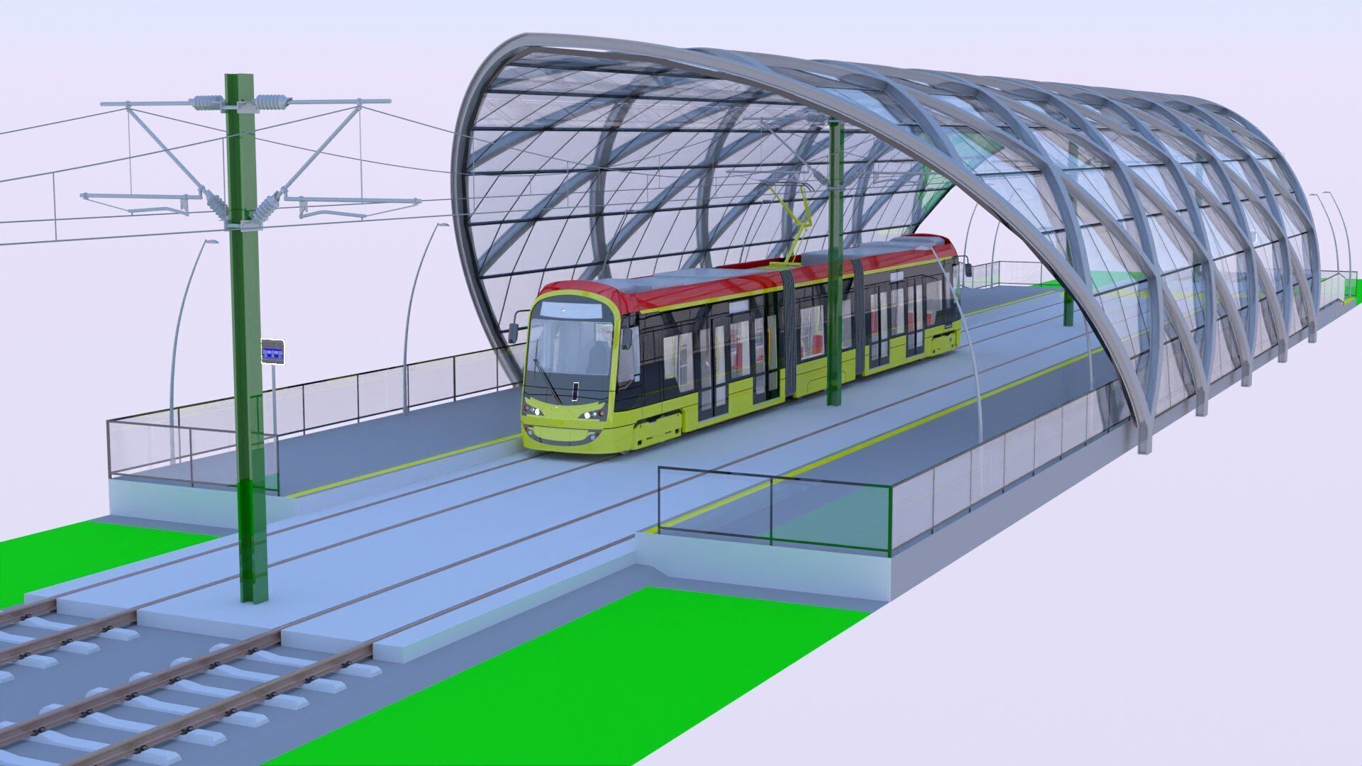 Warsaw tram stop III 3D model_1