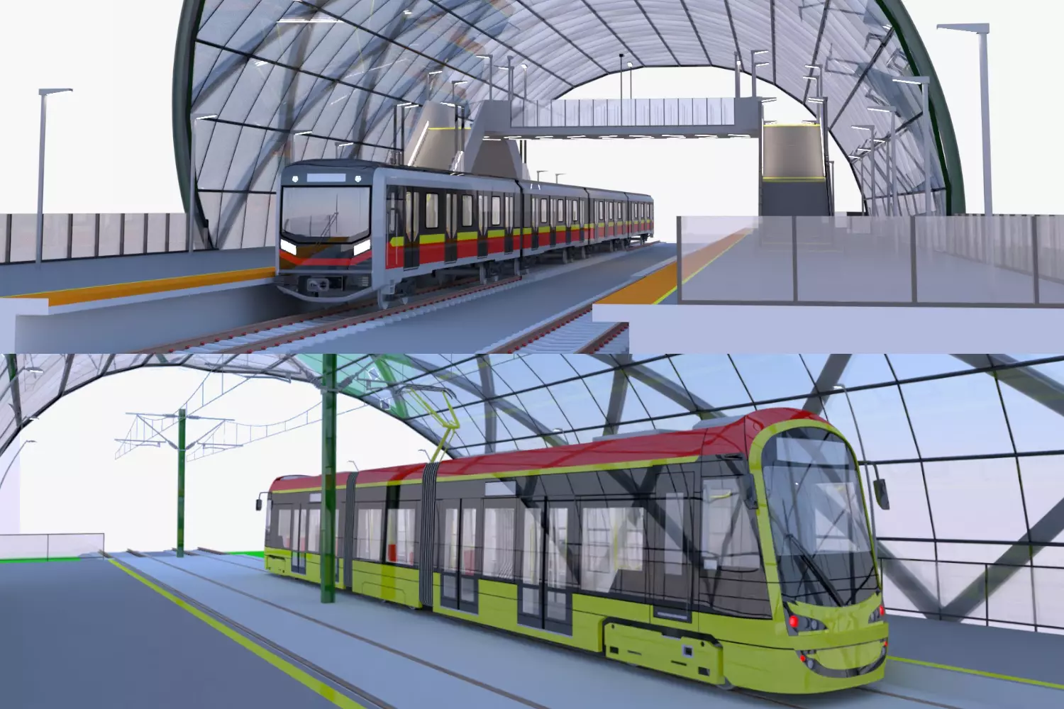 Warsaw tram and metro stations 3D Model Collection_0