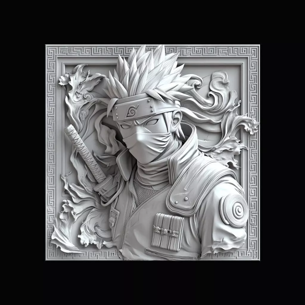 kakashi 3D relief  3D print model_0
