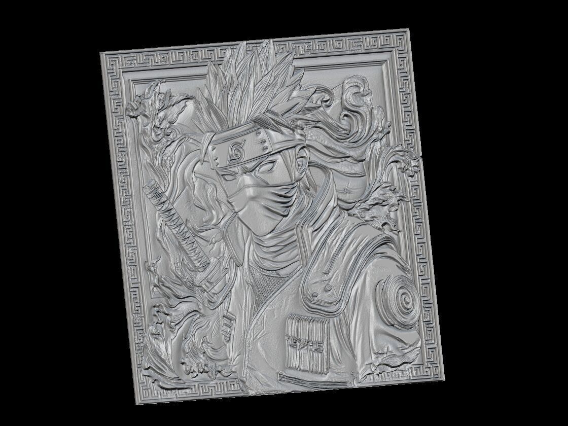 kakashi 3D relief  3D print model_3