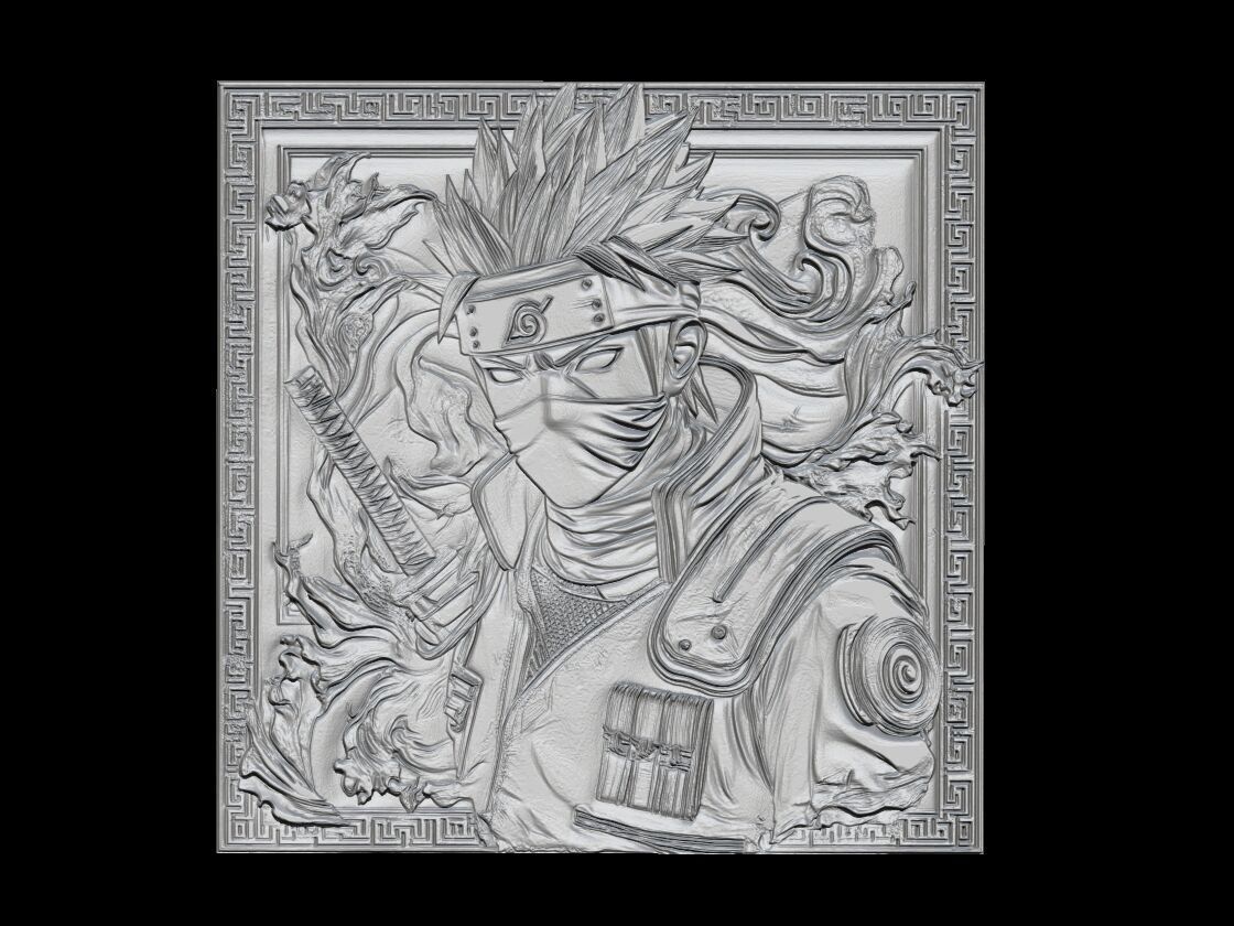 kakashi 3D relief  3D print model_1