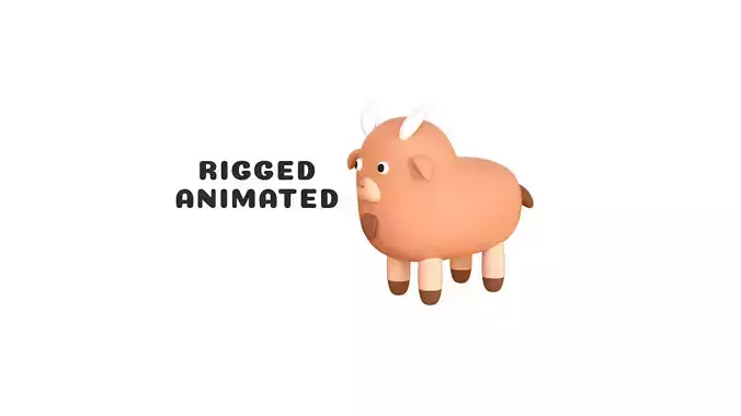 Low-Poly Goat Animated - Fun World Animal  Low-poly 3D model