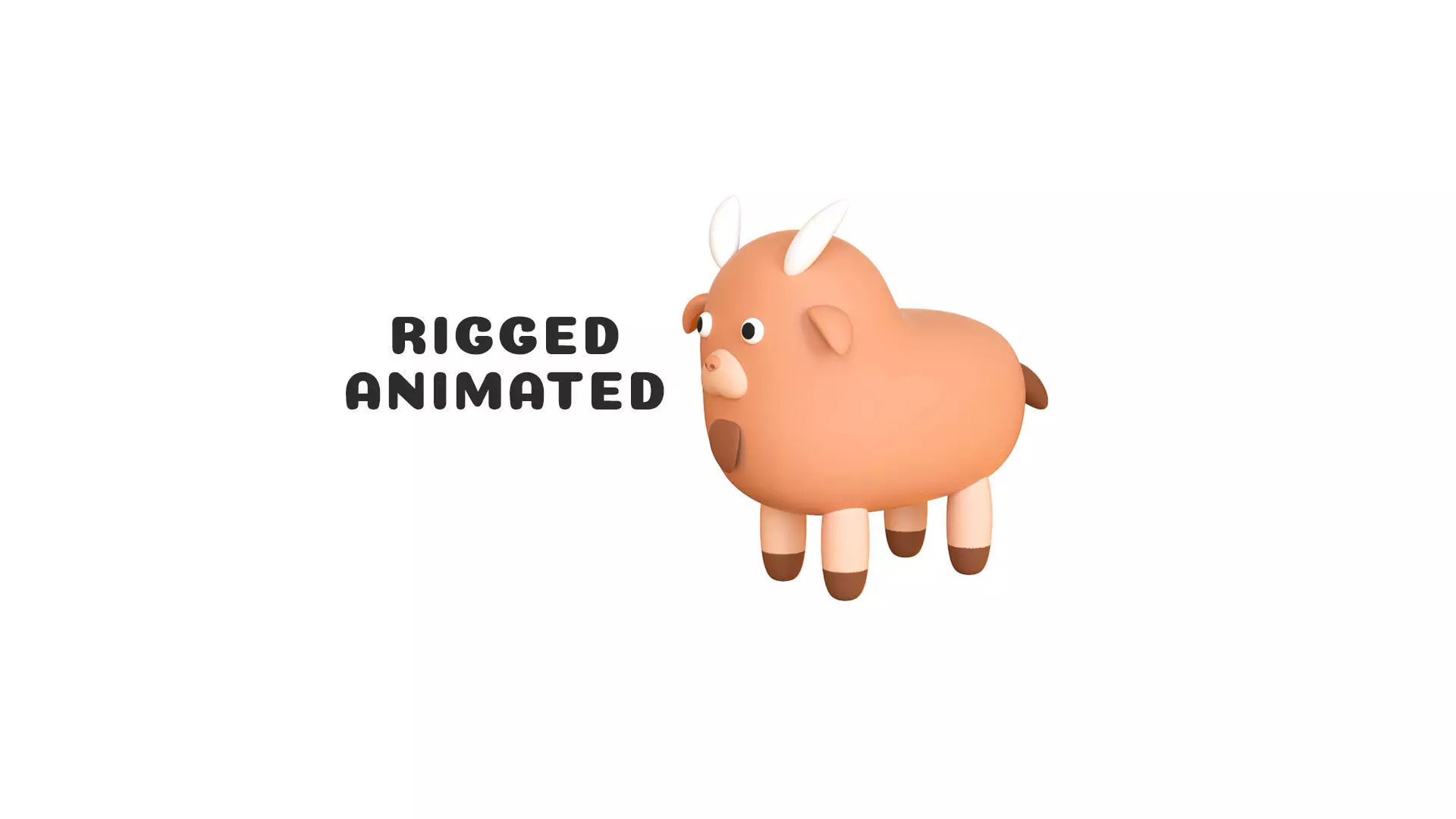 Low-Poly Goat Animated - Fun World Animal Low-poly 3D model_0