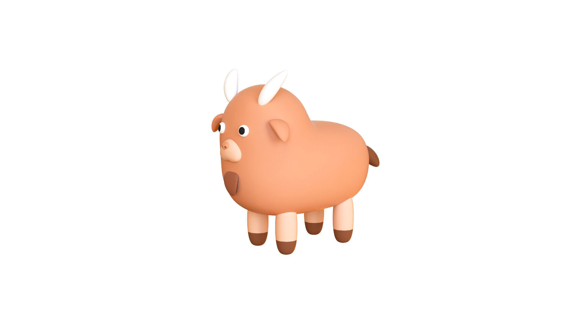 Low-Poly Goat Animated - Fun World Animal Low-poly 3D model_2