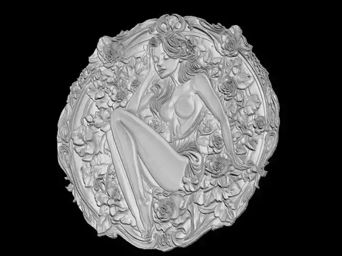 Romantic Floral Woman Relief