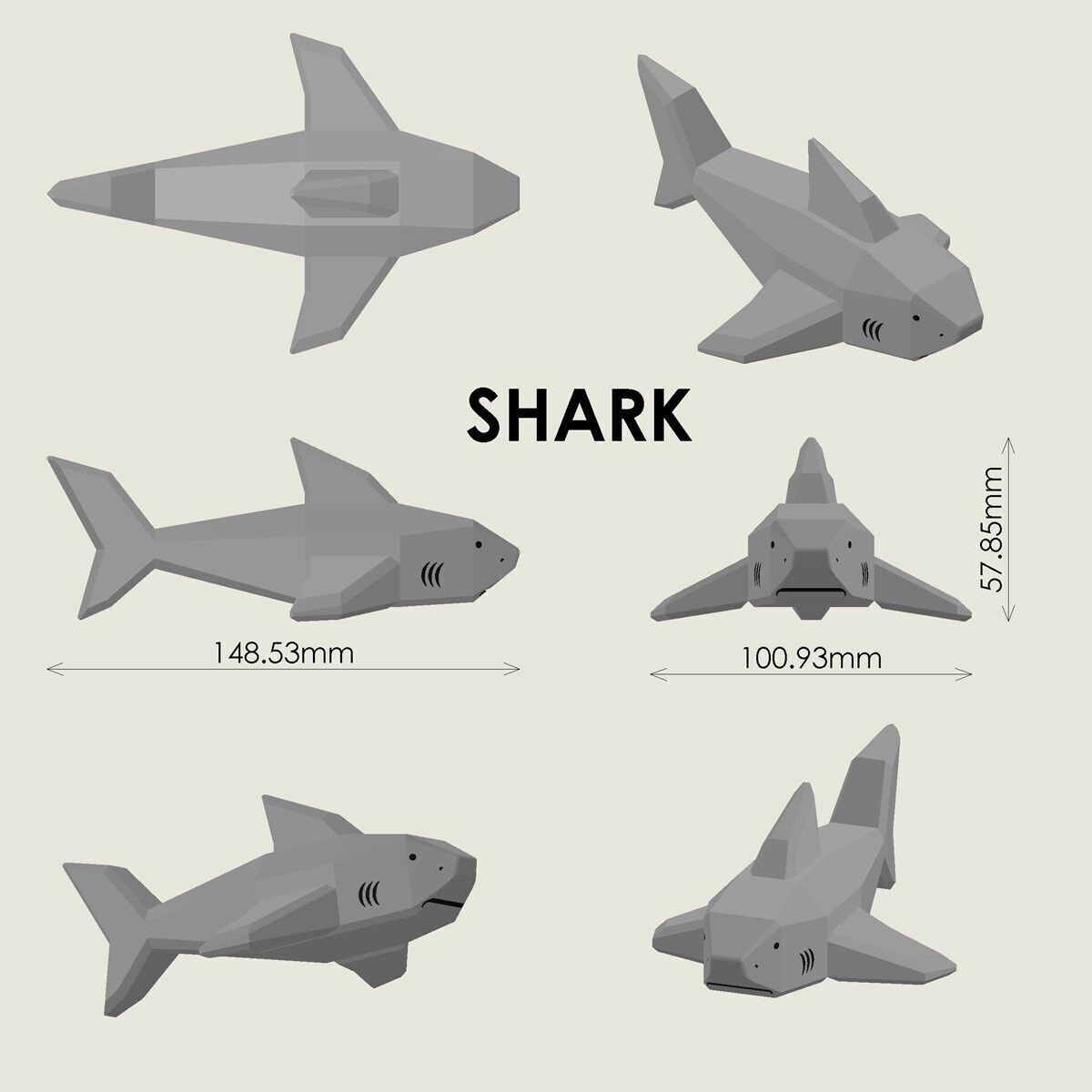 Shark 3D print model_3
