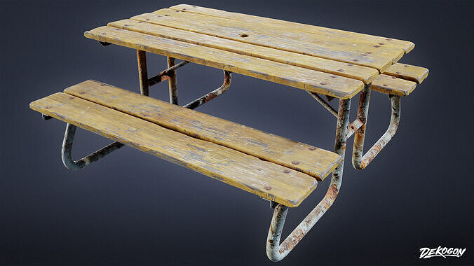 SUBURBS - Picnic Table 01 - LOW POLY AND NANITE Low-poly 3D model