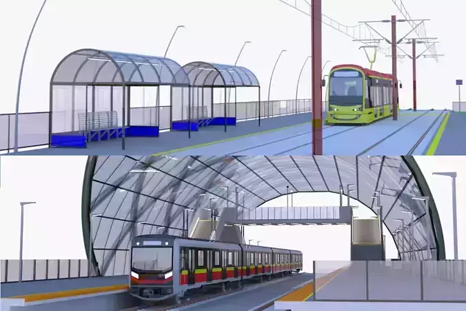 Warsaw tram and metro stations III 3D Model Collection