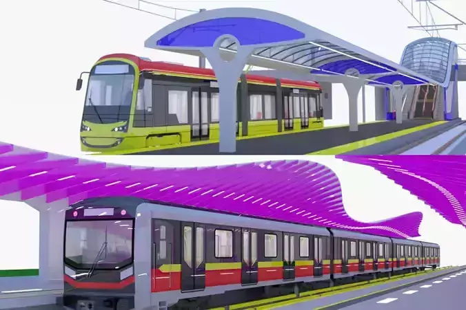 Warsaw tram and metro stations IV 3D Model Collection