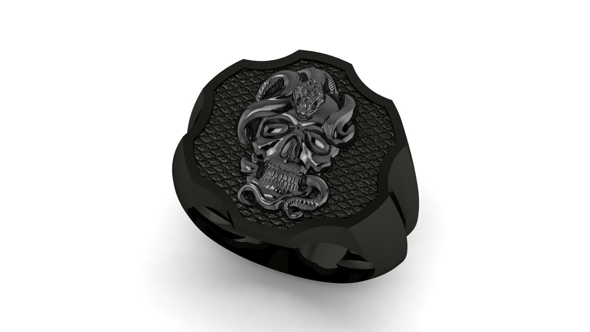 Snake and Skull Ring 02 3D print model_3