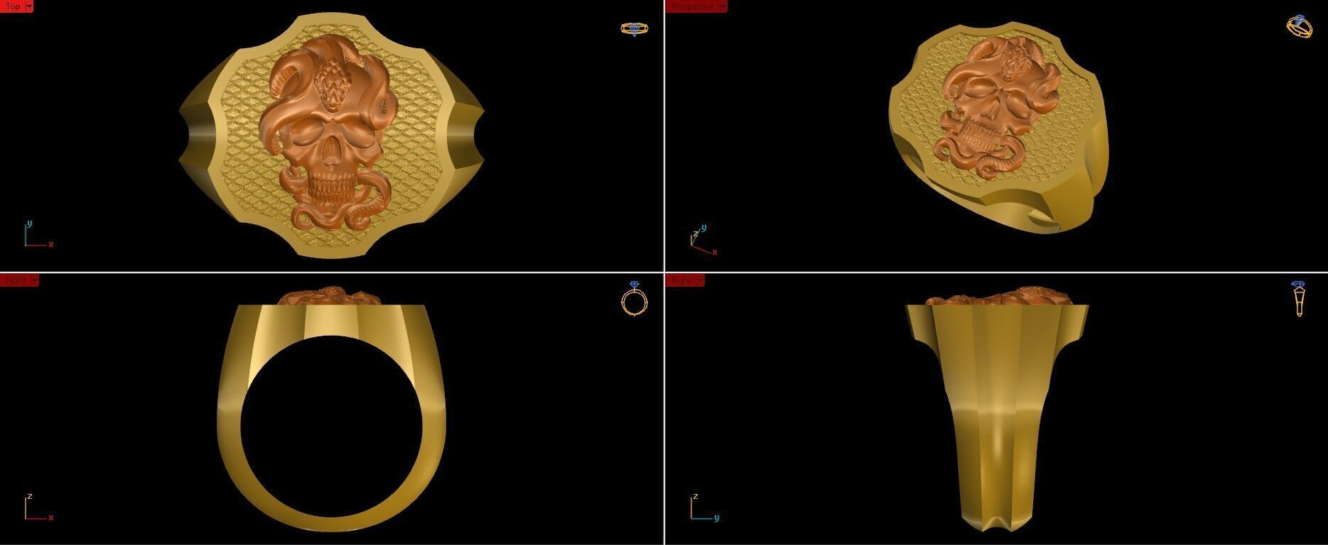 Snake and Skull Ring 02 3D print model_11