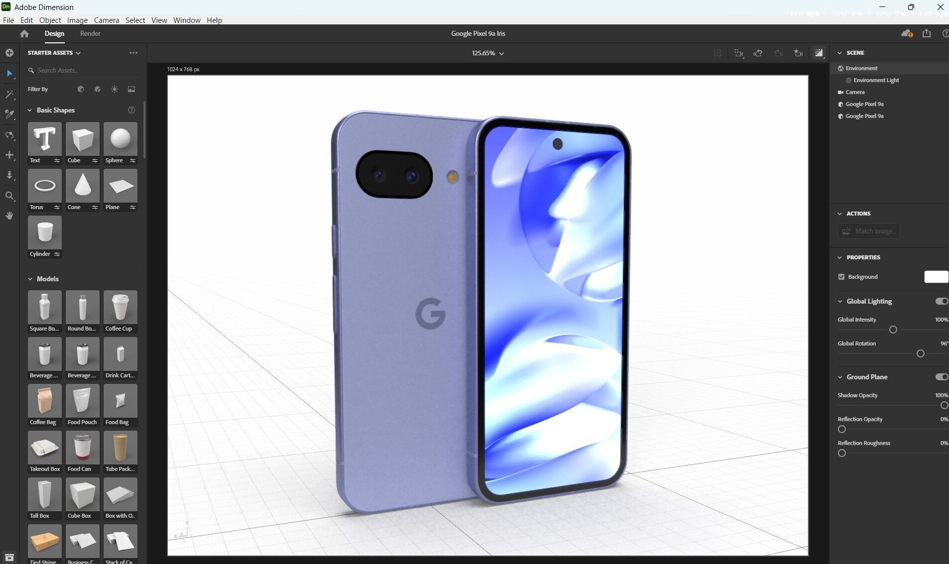 Google Pixel 9a Low-poly 3D model_26