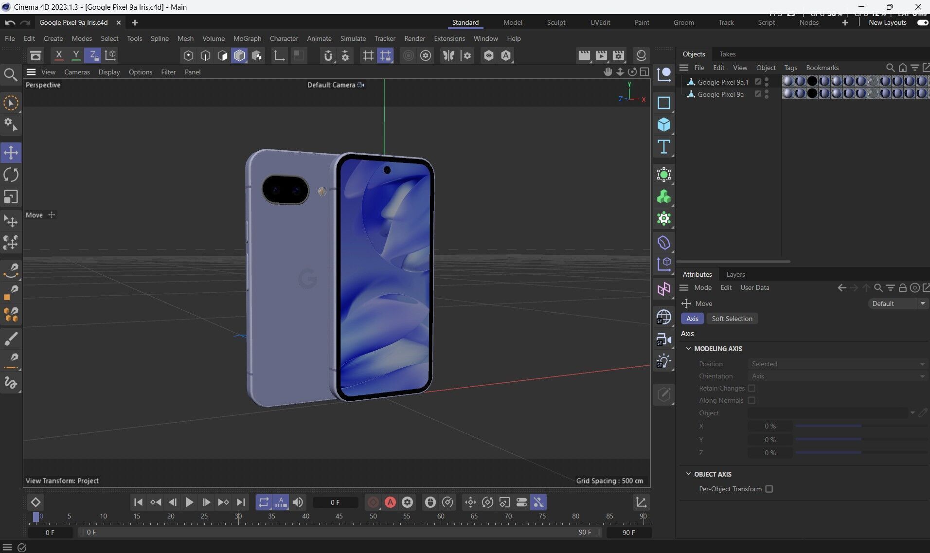 Google Pixel 9a Low-poly 3D model_28