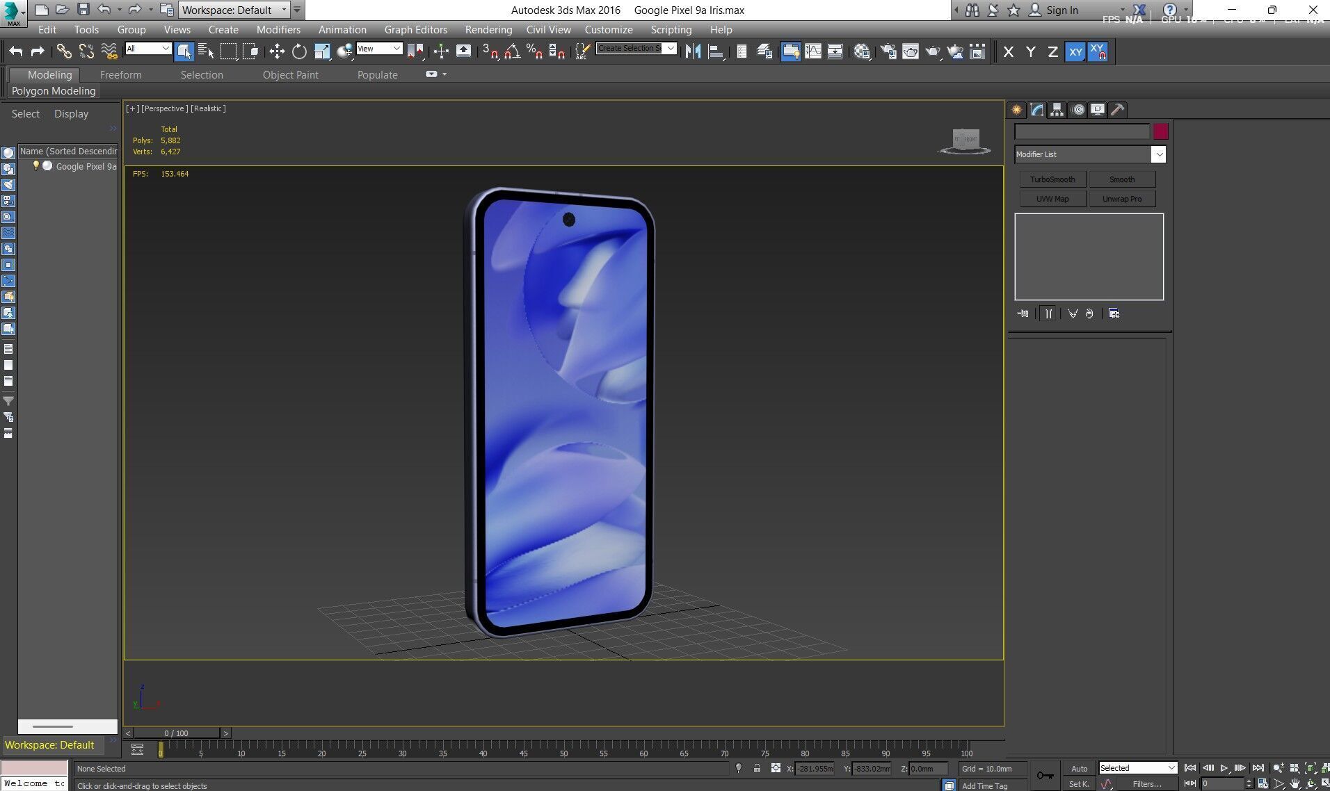 Google Pixel 9a Low-poly 3D model_30
