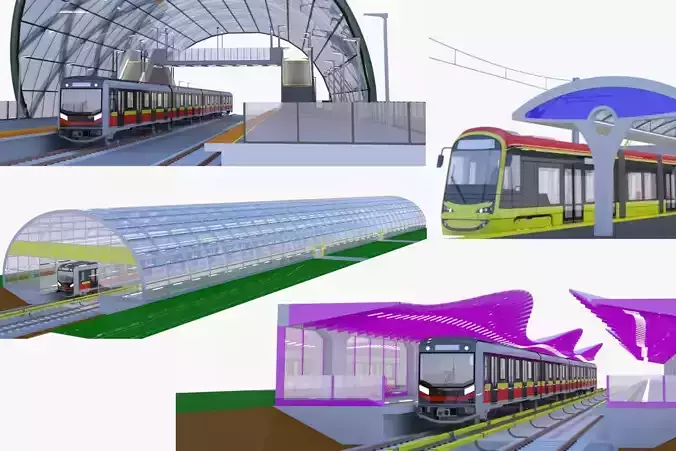 Warsaw tram and metro stations V 3D Model Collection