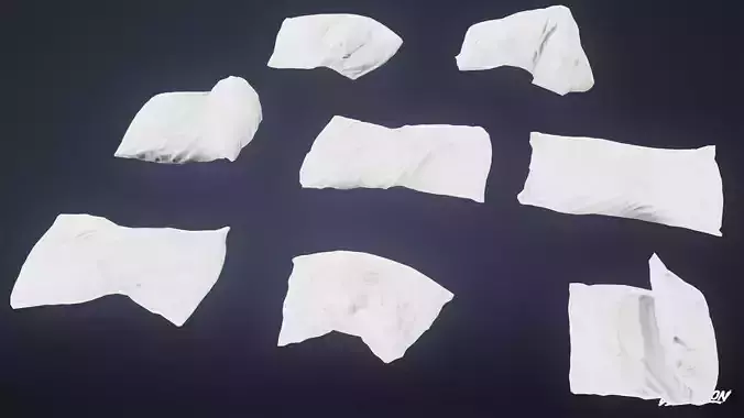 SUBURBS - Pillows Bed 01 - LOW POLY