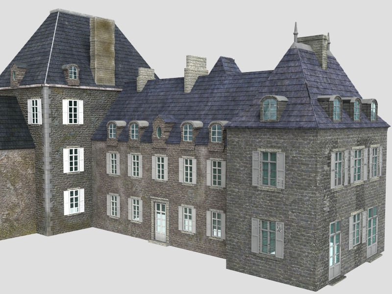 French XVIIIth century manor 3D model_2