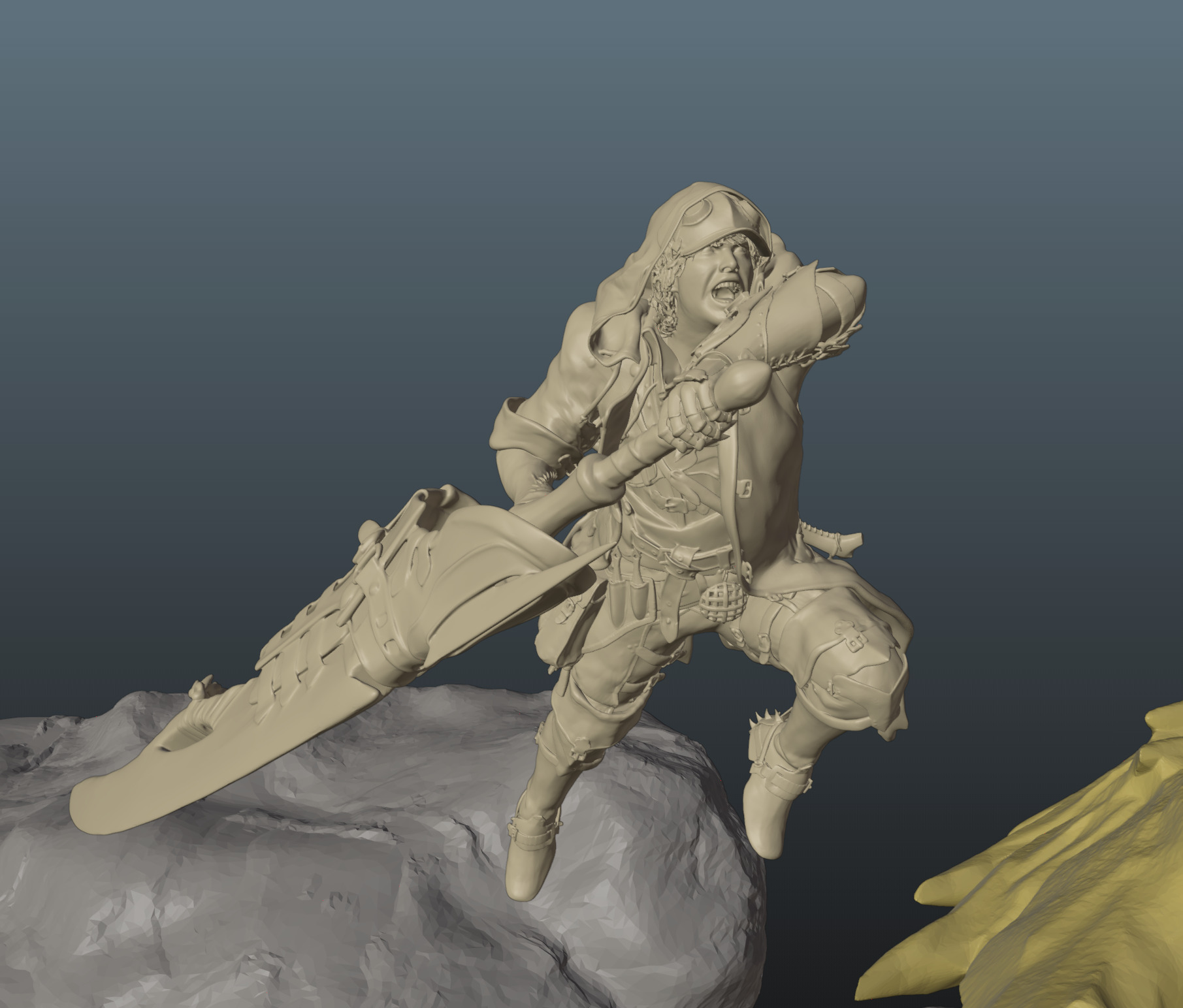 Monster Hunter Wilds Rey Dau vs Hunter 3D print model_9