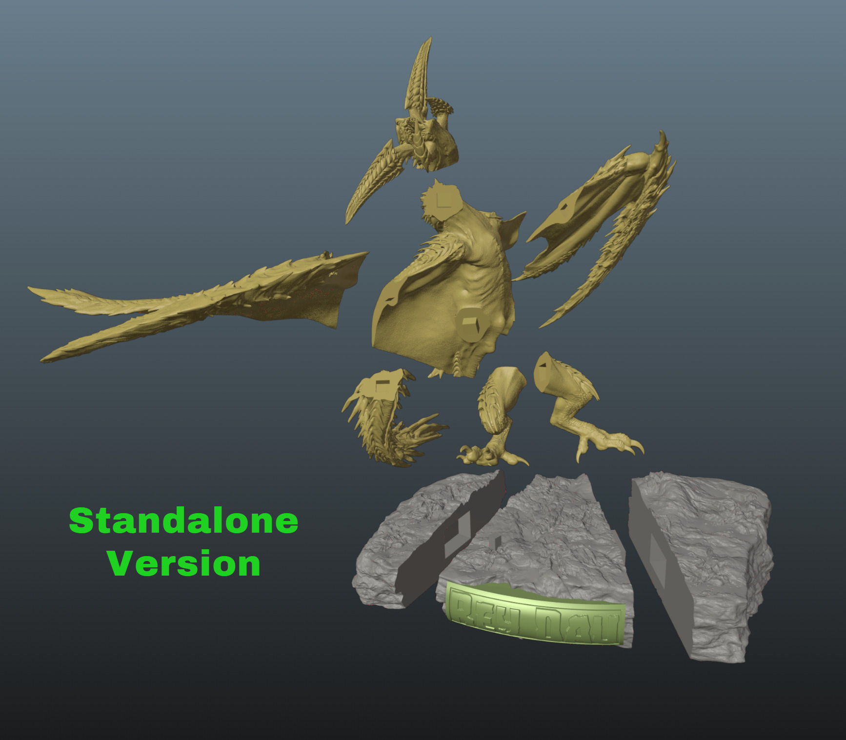 Monster Hunter Wilds Rey Dau vs Hunter 3D print model_5