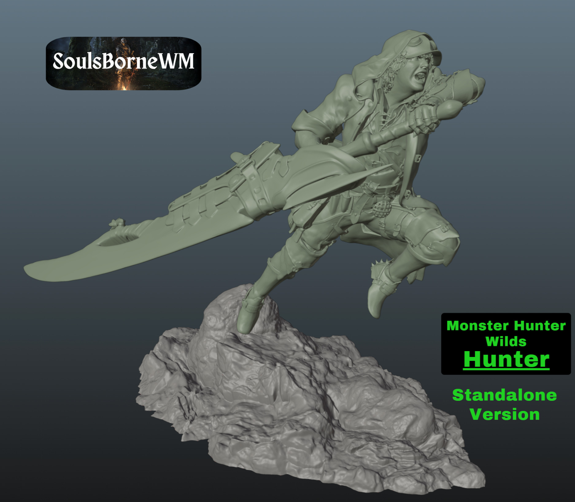 Monster Hunter Wilds Rey Dau vs Hunter 3D print model_6