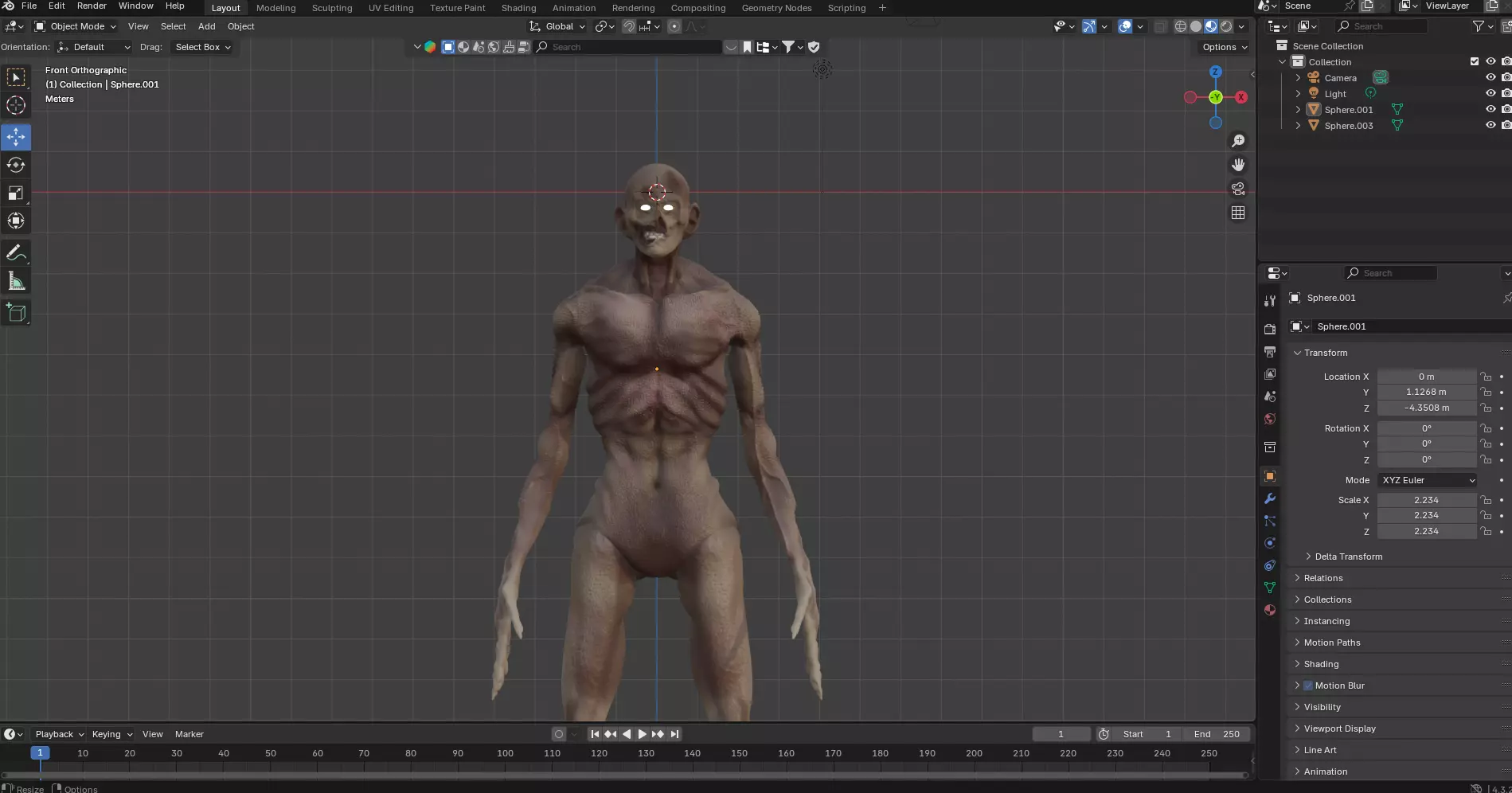 Zombie High Poly Sculpture 3D print model_0