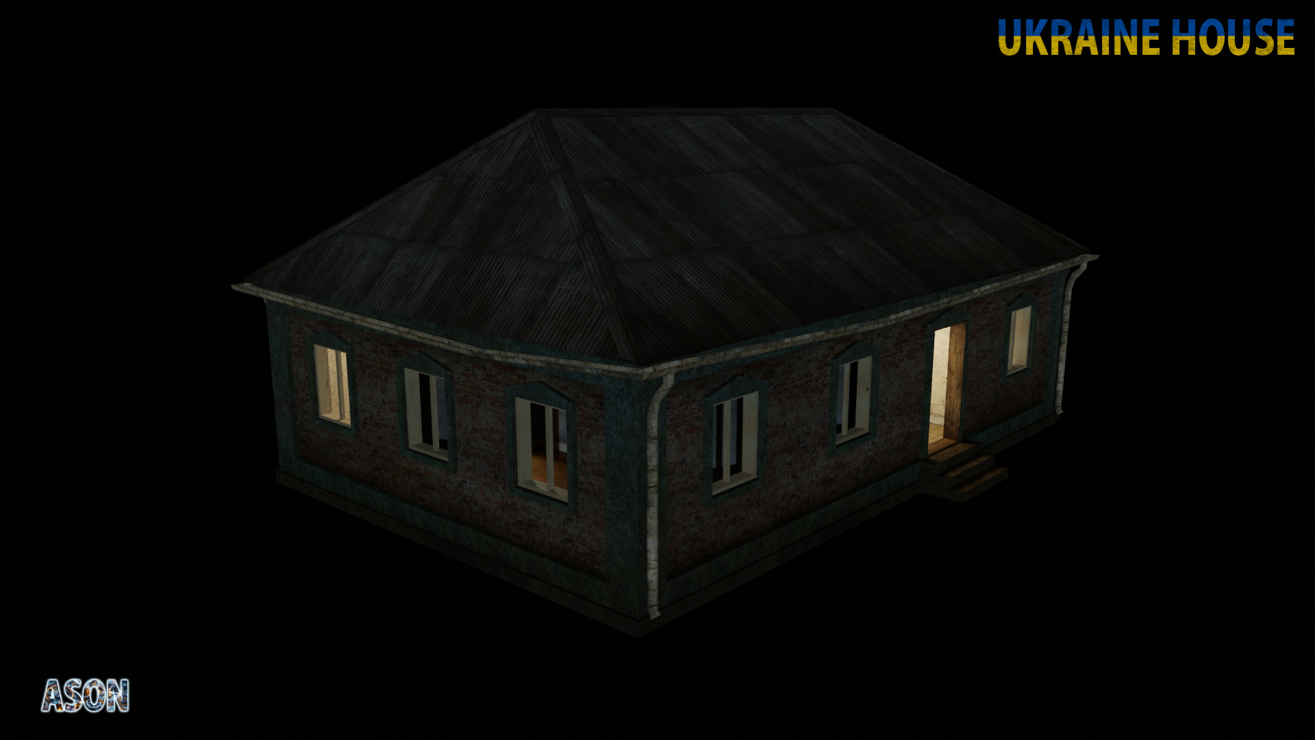 Ukraine House 4 - Enterable and Optimized Low-poly 3D model_3