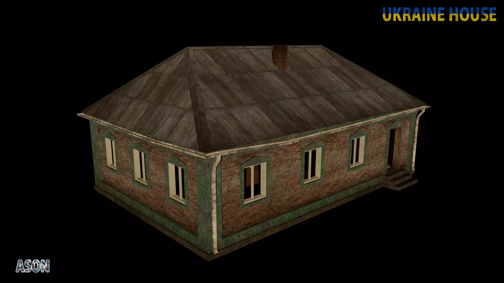 Ukraine House 4 - Enterable and Optimized Low-poly 3D model_0