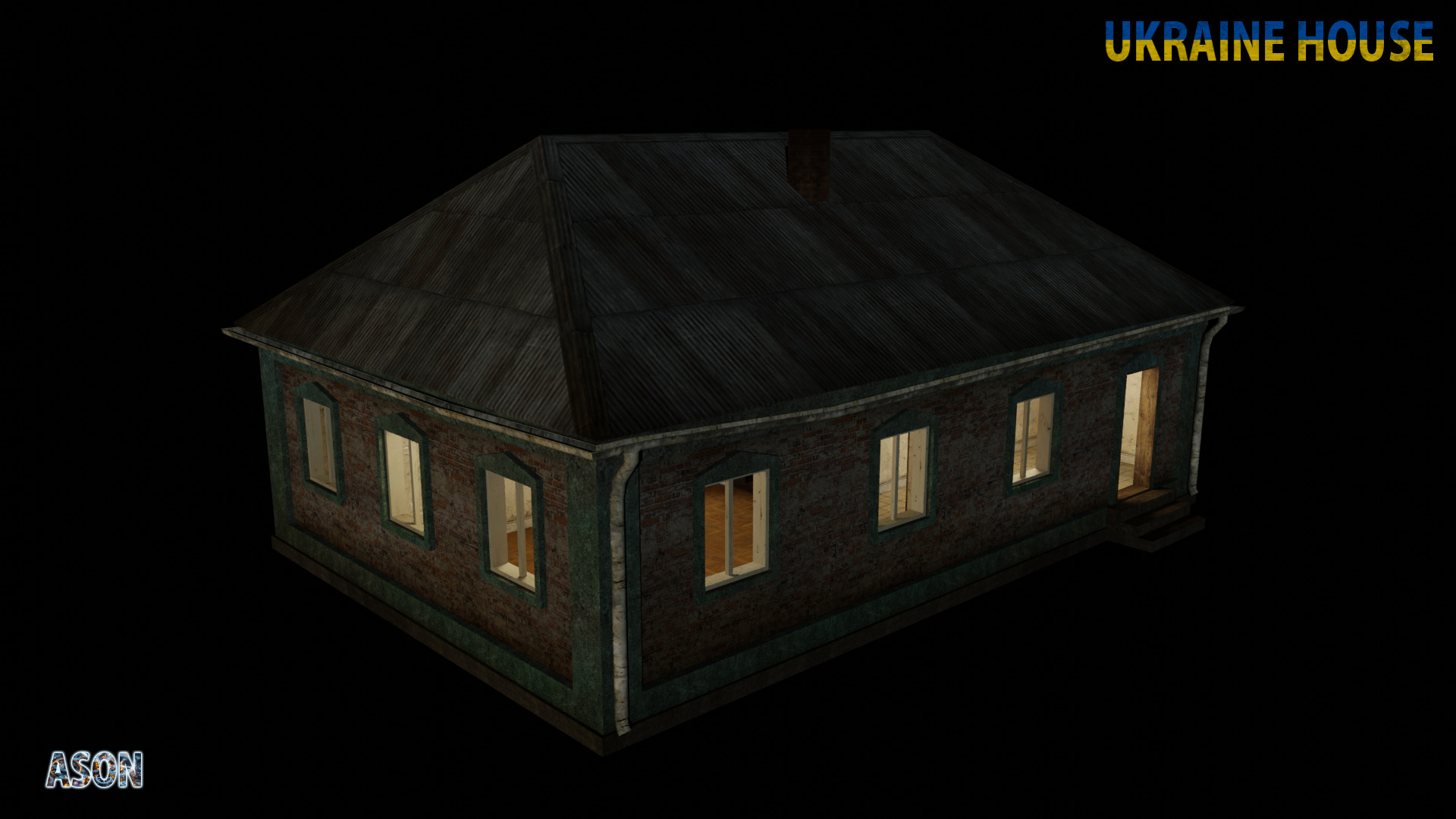 Ukraine House 4 - Enterable and Optimized Low-poly 3D model_1