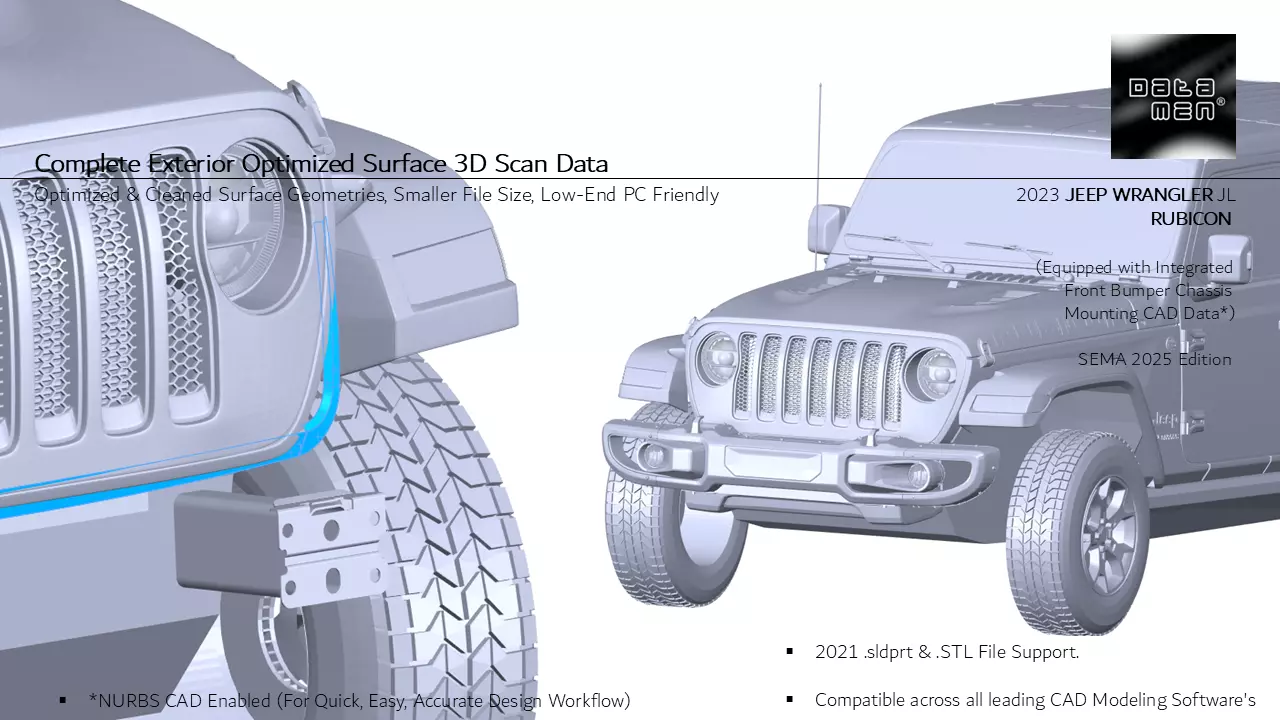 2023 JEEP WRANGLER JL RUBICON 3D Scan Chassis CAD Mounts Data  3D model_0