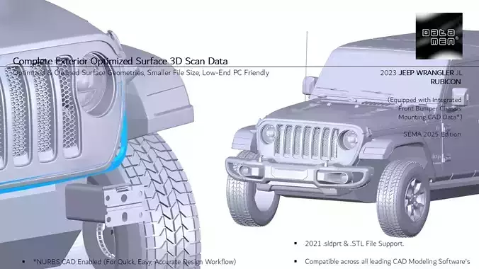2023 JEEP WRANGLER JL RUBICON 3D Scan Chassis CAD Mounts Data  3D model