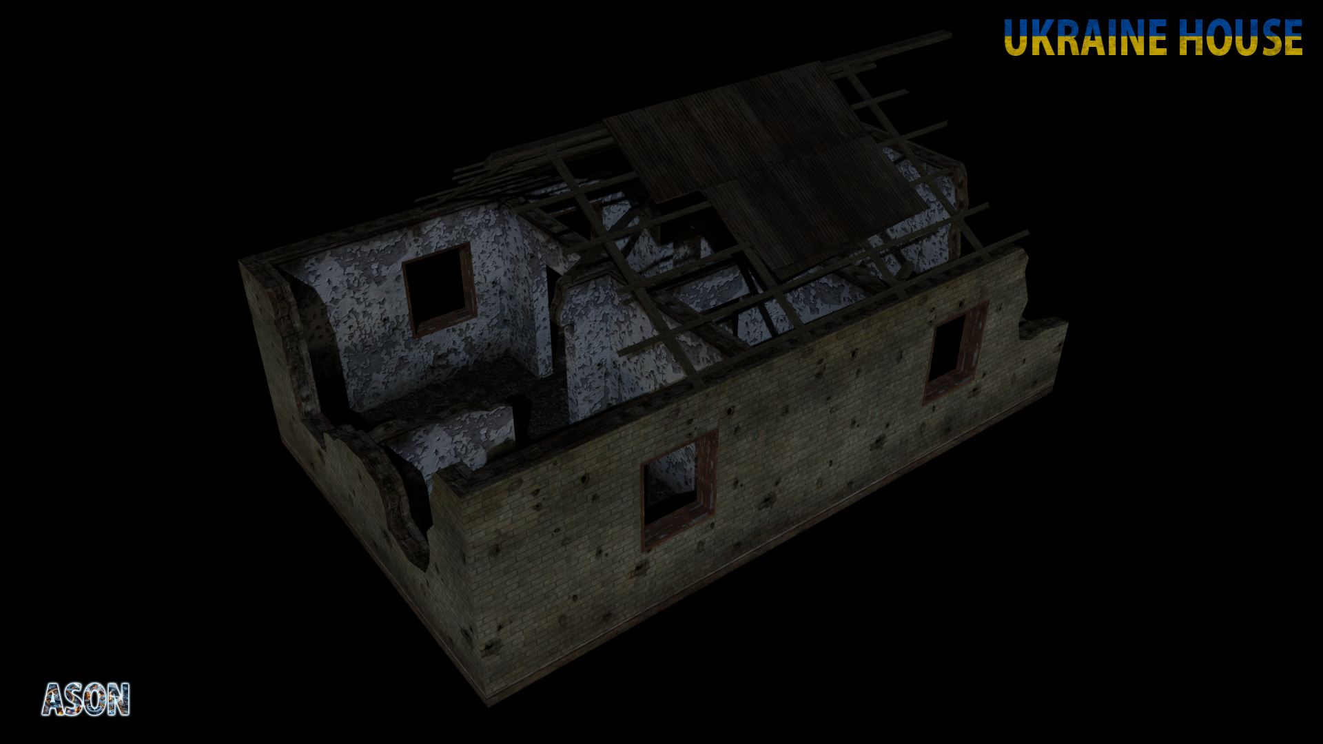 Ukraine House 6 alt - Enterable and Optimized Low-poly 3D model_3