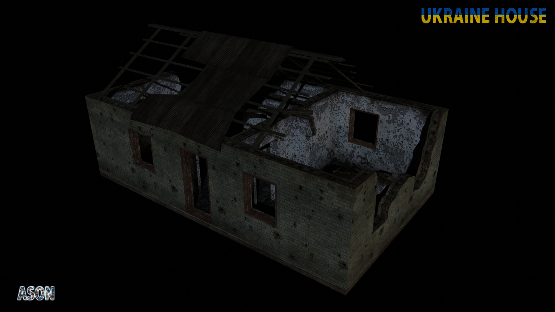 Ukraine House 6 alt - Enterable and Optimized Low-poly 3D model_1