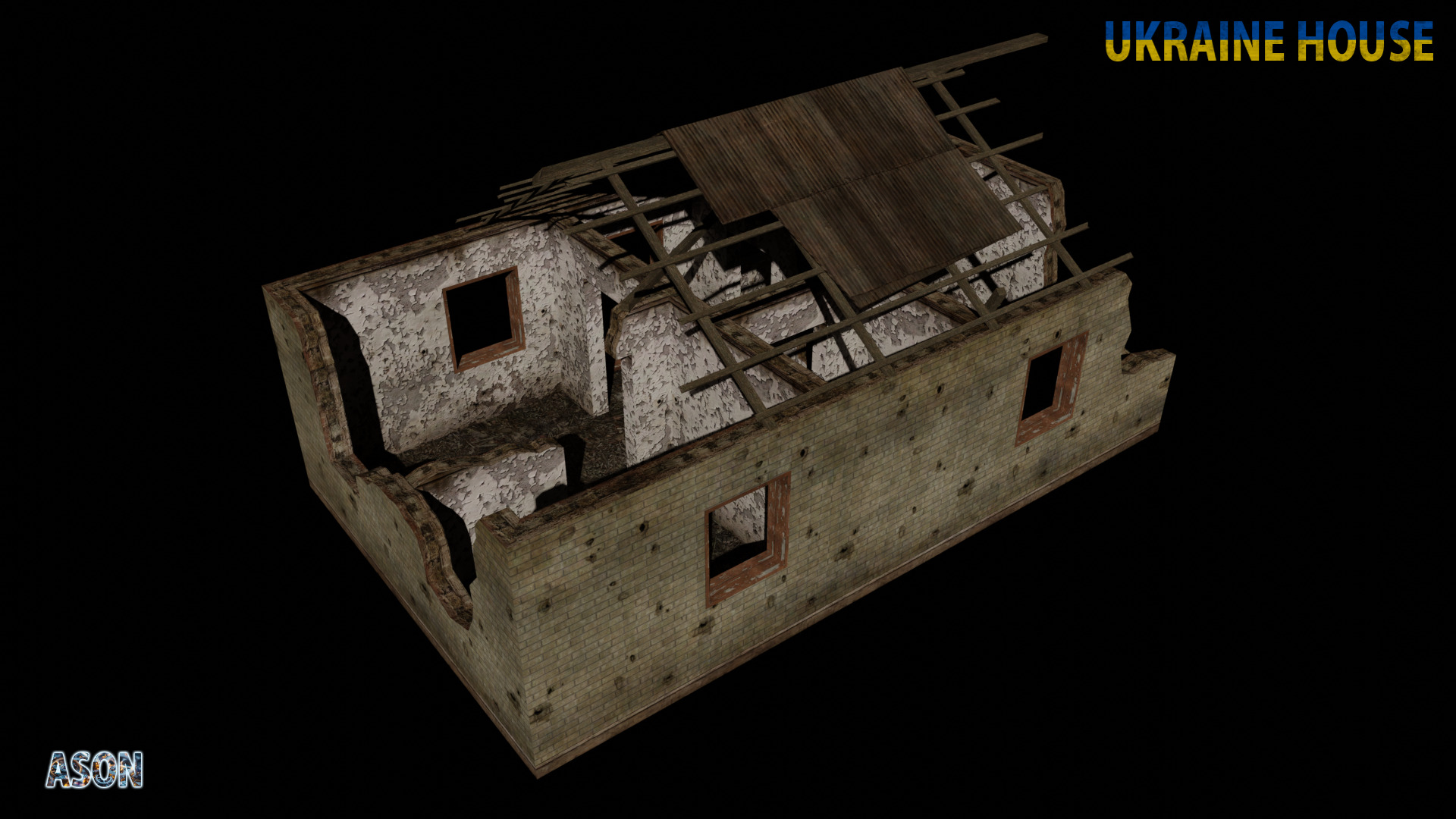 Ukraine House 6 alt - Enterable and Optimized Low-poly 3D model_2