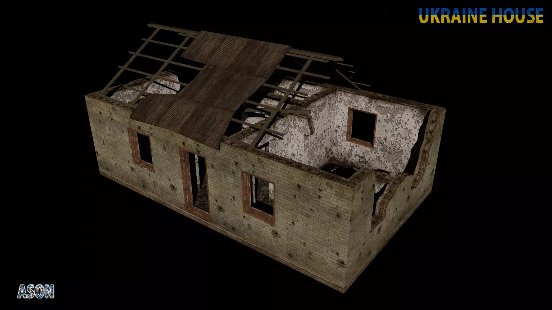 Ukraine House 6 alt - Enterable and Optimized Low-poly 3D model_0