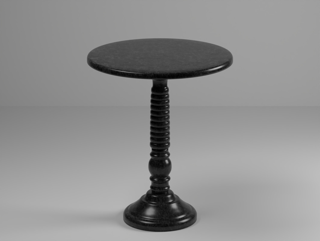 Black Granite Small Table 3D model_4