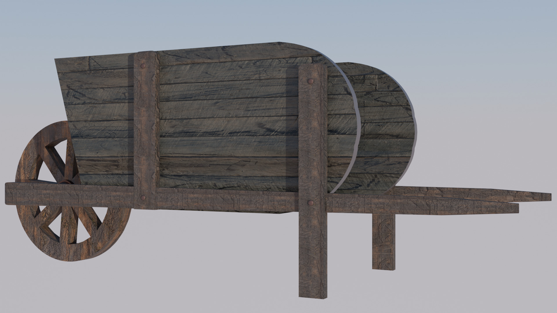 Wheel Barrow low poly game ready Low-poly 3D model_1