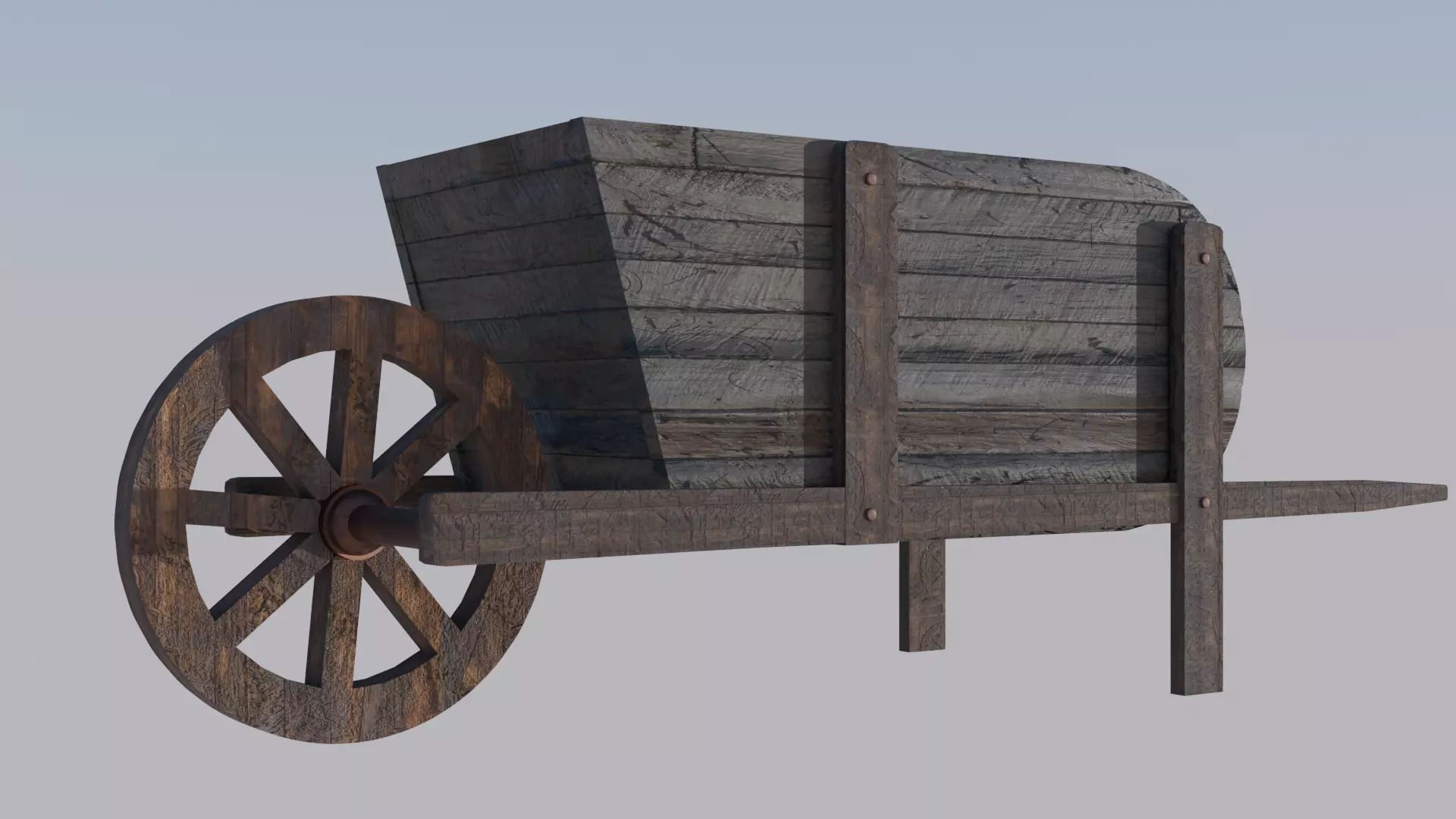 Wheel Barrow low poly game ready Low-poly 3D model_0