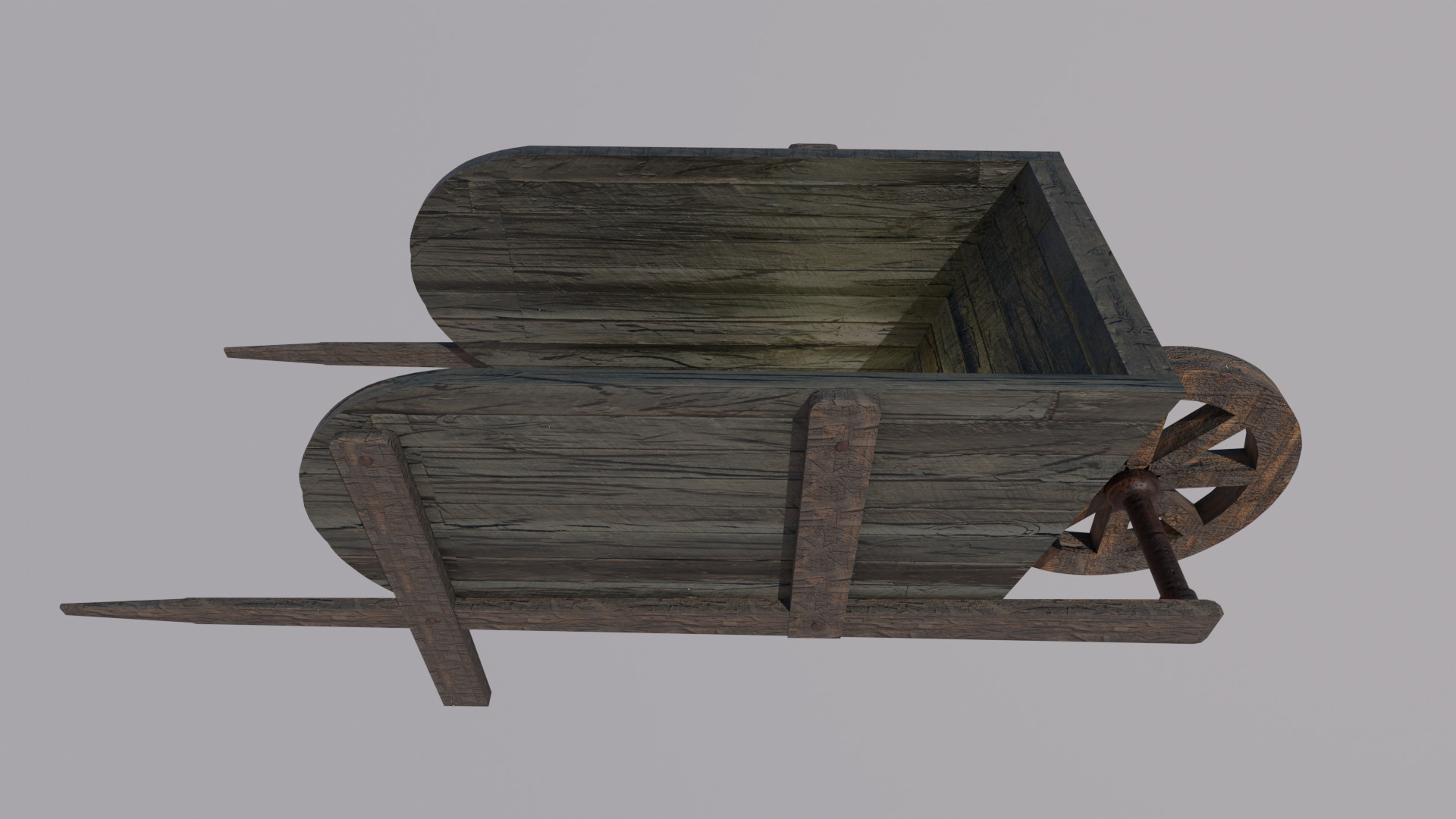 Wheel Barrow low poly game ready Low-poly 3D model_7