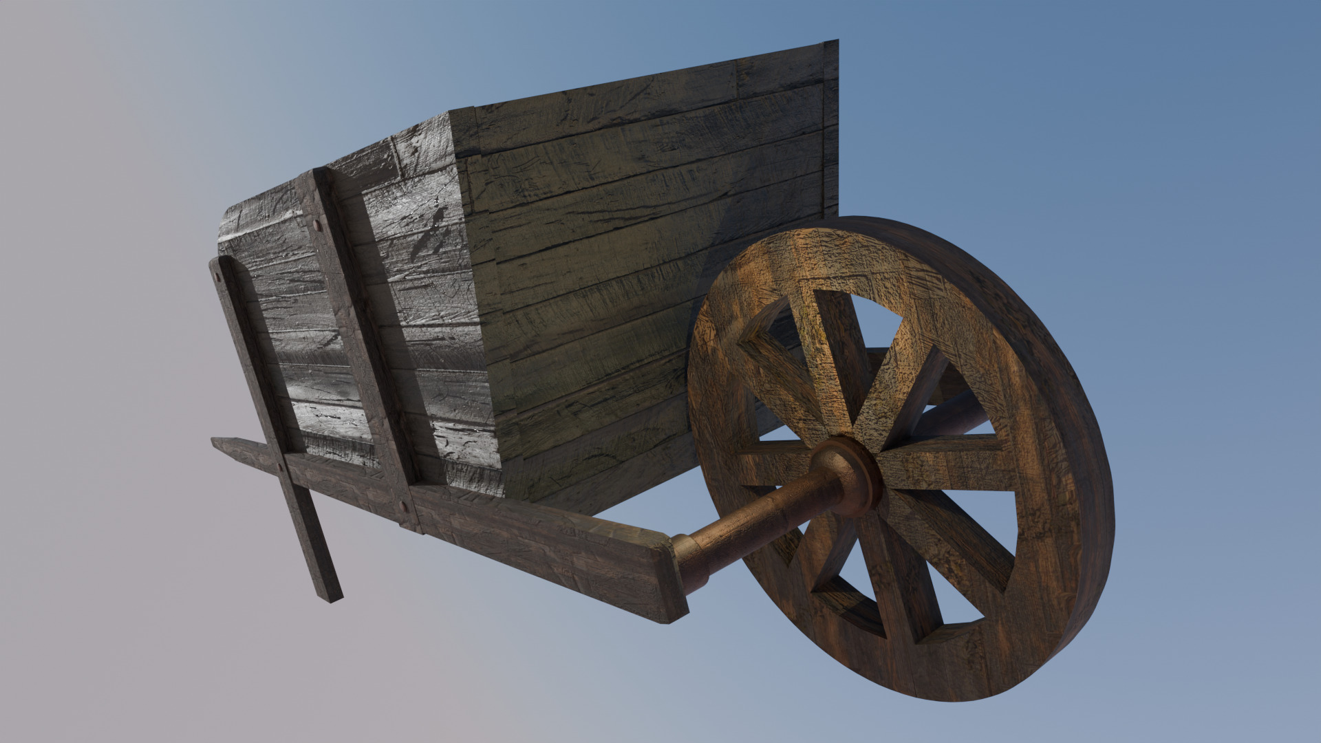 Wheel Barrow low poly game ready Low-poly 3D model_6