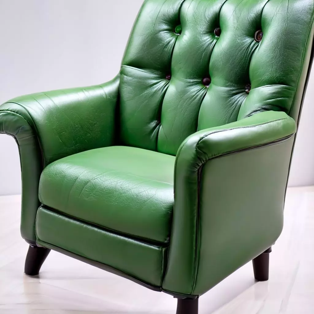 Green Leather Armchair 1950s Style Antique 3D print model