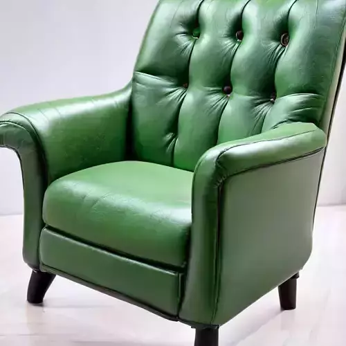 Green Leather Armchair 1950s Style Antique 3D print model