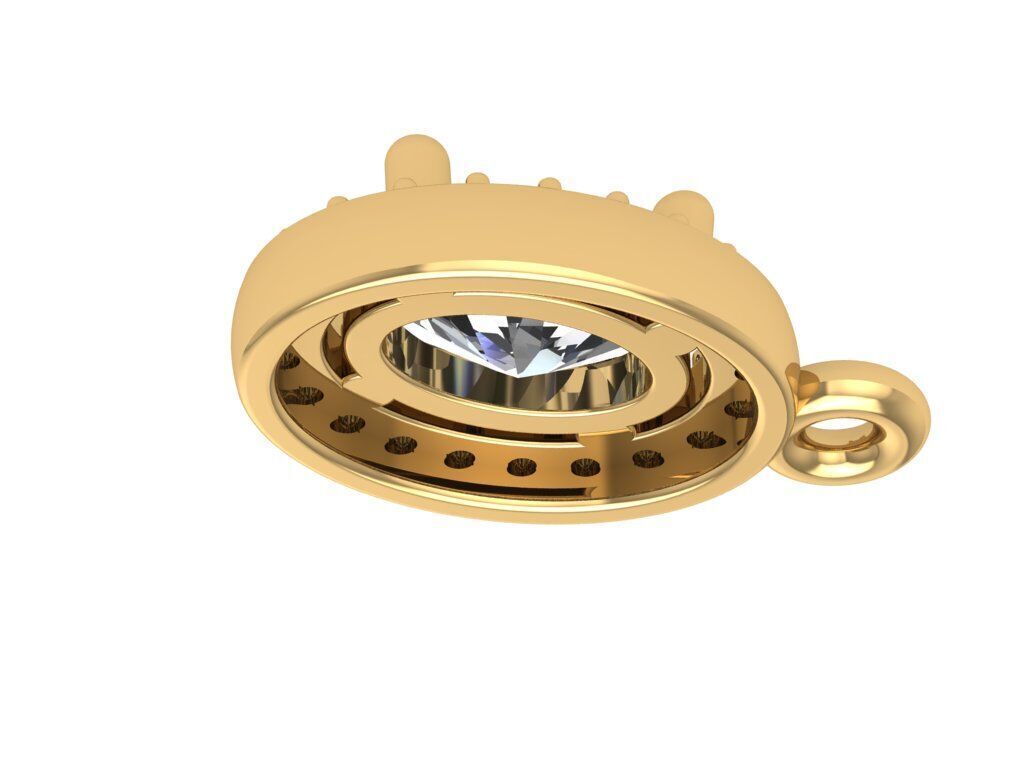 Pendant necklace with a gemstone Oval 3D model print 3D print model_5