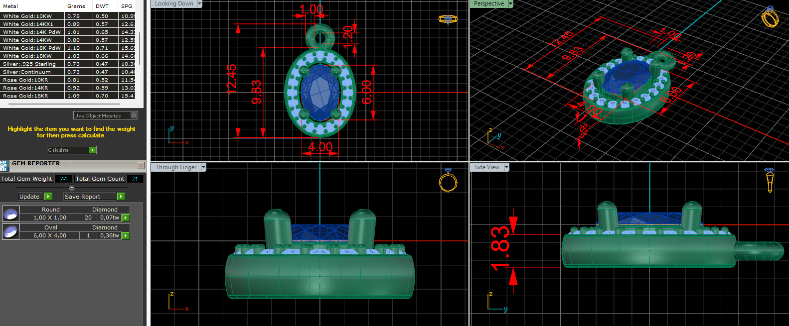 Pendant necklace with a gemstone Oval 3D model print 3D print model_13