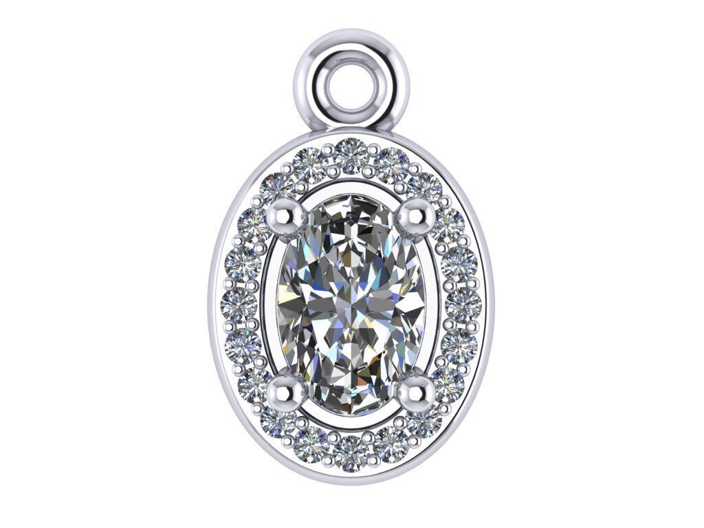 Pendant necklace with a gemstone Oval 3D model print 3D print model_2