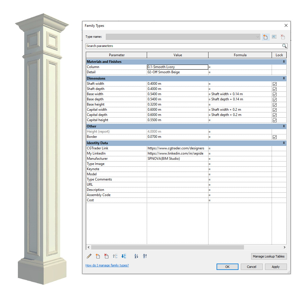 Parametric Classic Columns Family Pack 22 Models for Revit 3D model_21