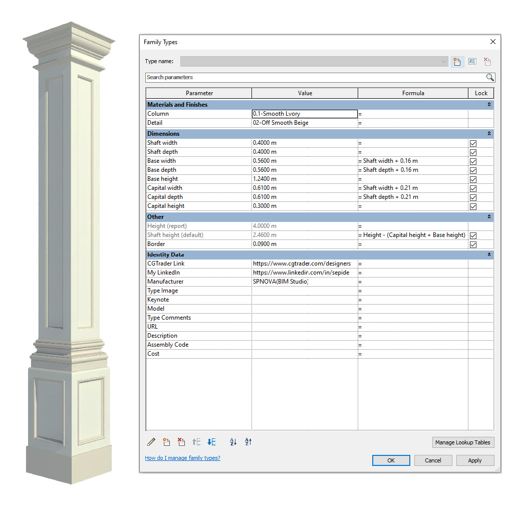 Parametric Classic Columns Family Pack 22 Models for Revit 3D model_20