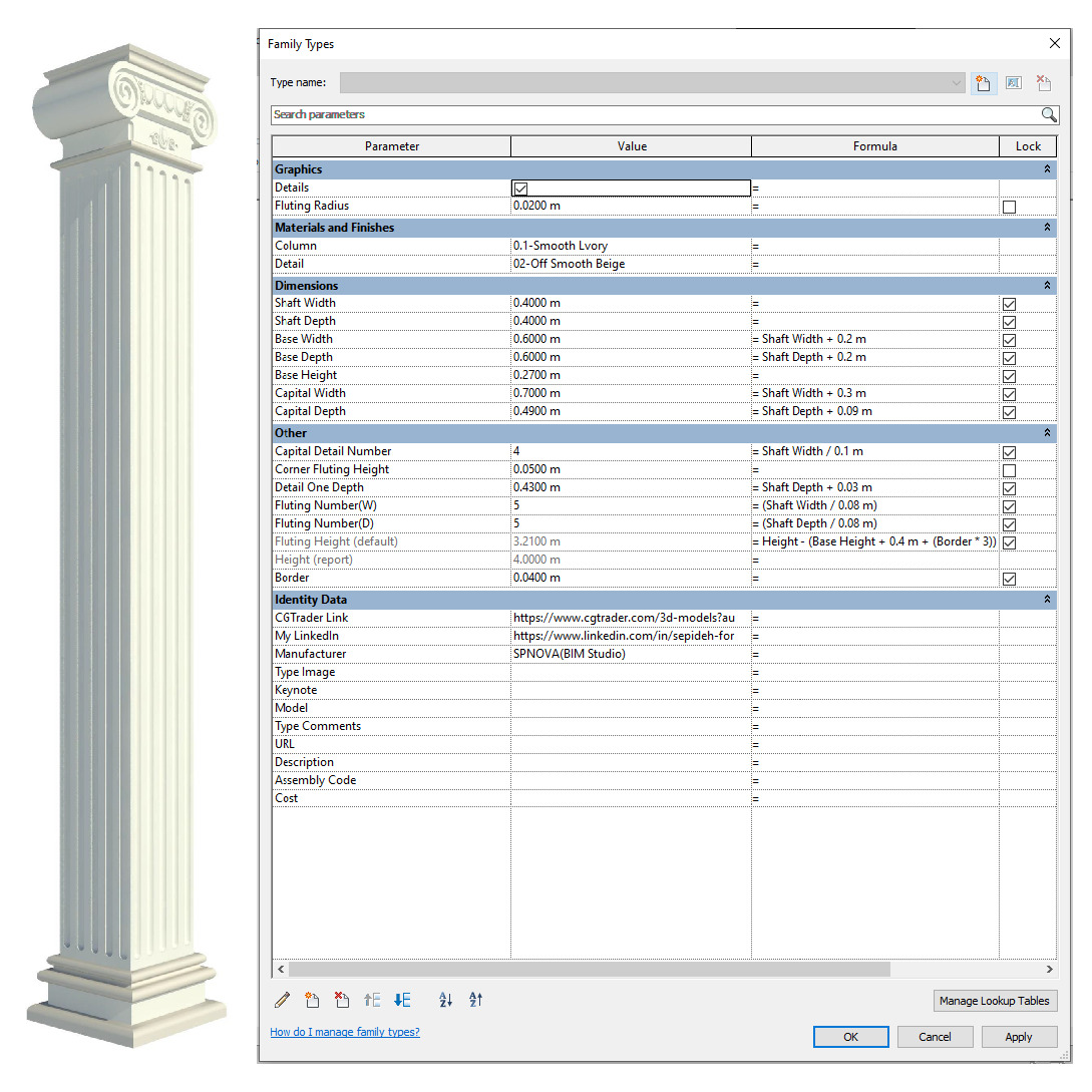 Parametric Classic Columns Family Pack 22 Models for Revit 3D model_4